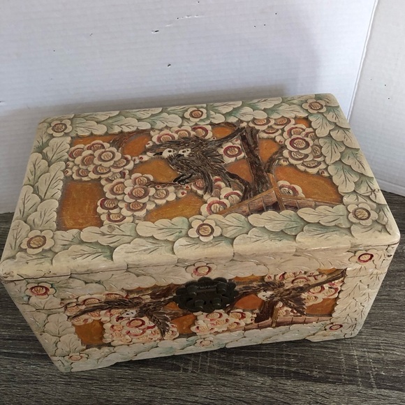 Hand Carved Wooden Treasure Box - Picture 1 of 17